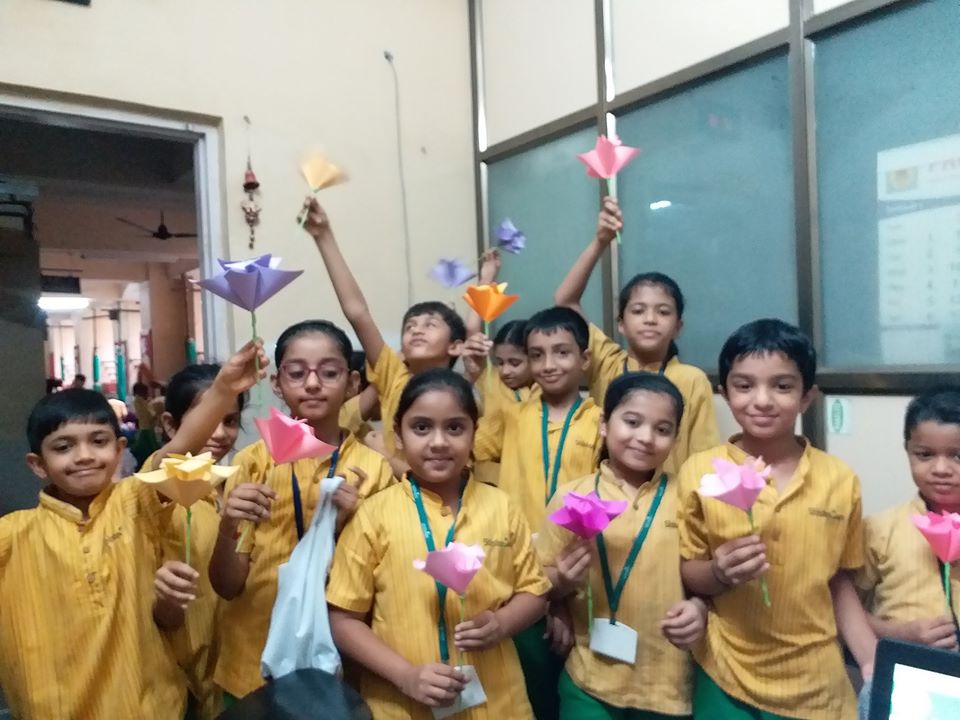 Students presenting projects at science fair